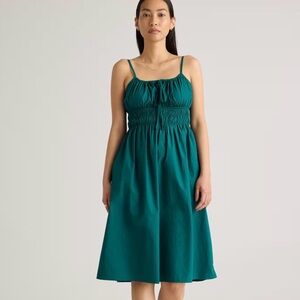 Quince 100% Organic Cotton Keyhole Midi dress in garden green Sz XS